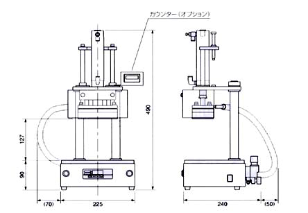 小型熱カシメプレス機外形図